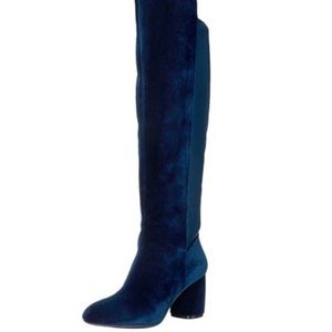 Nine West French Navy Kerianna over the knee blue velvet boot